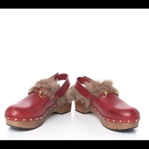 GUCCI Red Leather Amstel Clogs